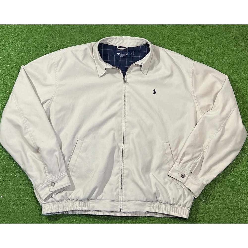 Vintage POLO Ralph Lauren Golf Jacket XL Khaki Tan 90s Harrington‎ Style Lined